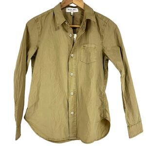 Alex Mill NWT Bobby Button Up Paper Poplin Shirt Vintage Khaki Size S Pocket